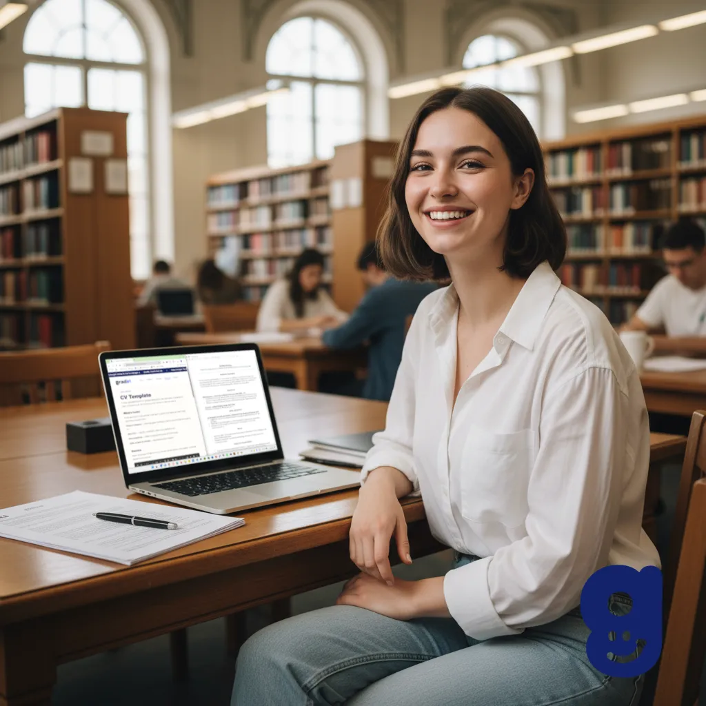 A graduate with the practical templates and tools GradIRL offers for job hunting, money and wellbeing